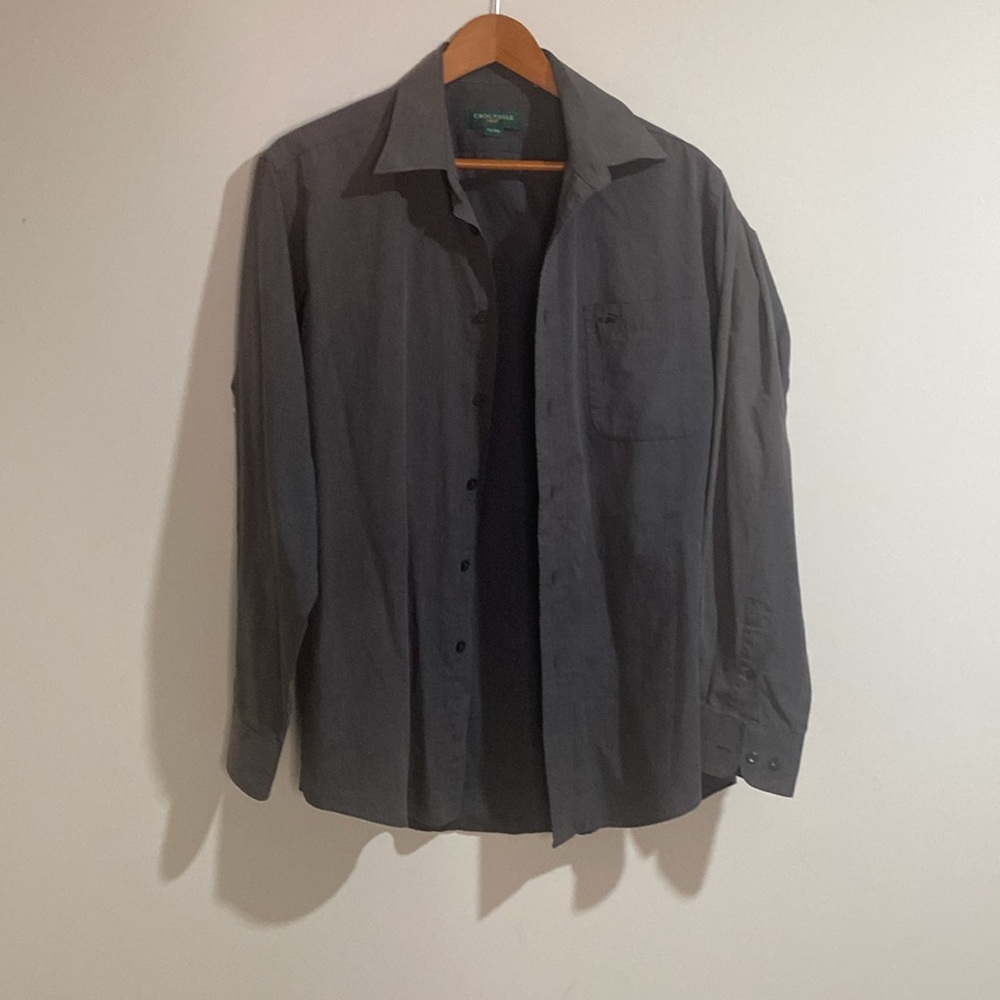 Men's Gray Casual Button Down Shirt